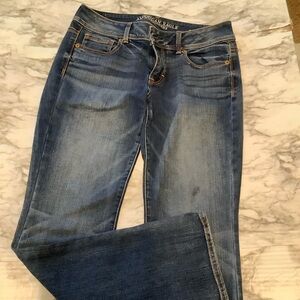 American Eagle Women’s Kick Boot Super Stretch Jeans with raw